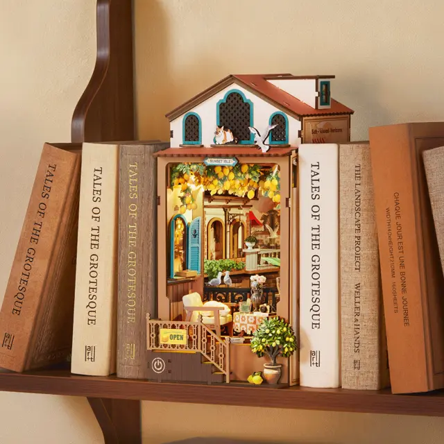 Robotime Rolife Sunset Isle DIY Book Nook Μεσογειακό Σοκάκι με LED Φωτισμό TGB18 3