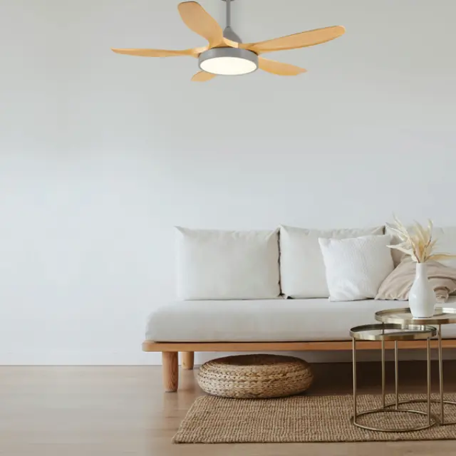 Ανεμιστήρας Οροφής Γκρι και Ξύλο Φ137 55W DC LED 32W 6 Ταχύτητες Τηλεχειριστήριο & Χρονοδιακόπτης Γκρί 2