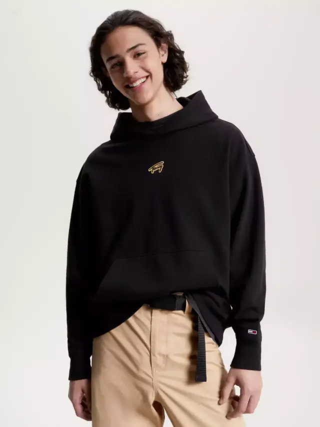 Tommy Hilfiger - Ανδρικό Φούτερ με Κουκούλα Tjm Rlx Signature Hoodie DM0DM17785-BDS Μαύρο - S
