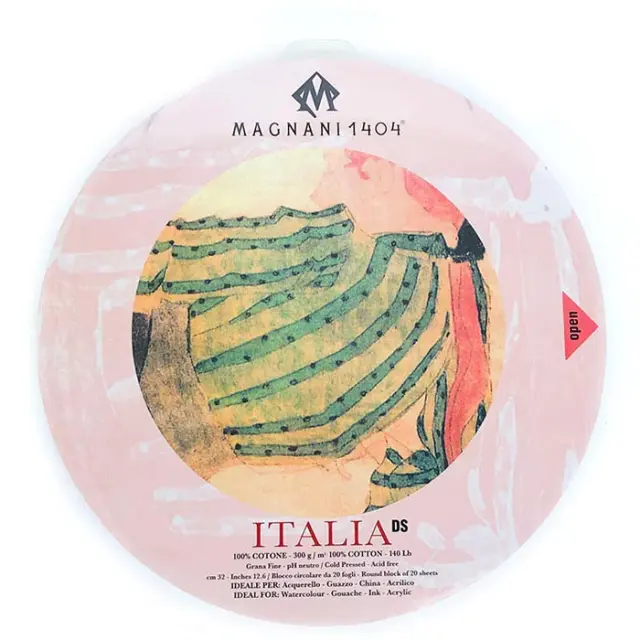 Στρογγυλό Μπλοκ Magnani Italia Cold Press (Ανάγλυφη Επιφάνεια) για Ακουαρέλα 300g/m², Ø32cm - 20 Φύλλα