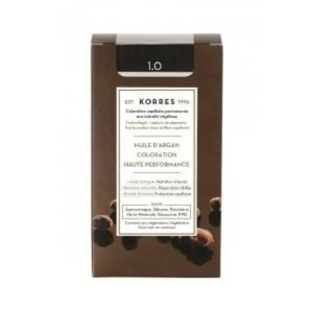 Korres Argan Oil Advanced Colorant Μόνιμη Βαφή Μαλλιών 1.0 Μαύρο Φυσικό, 50ml
