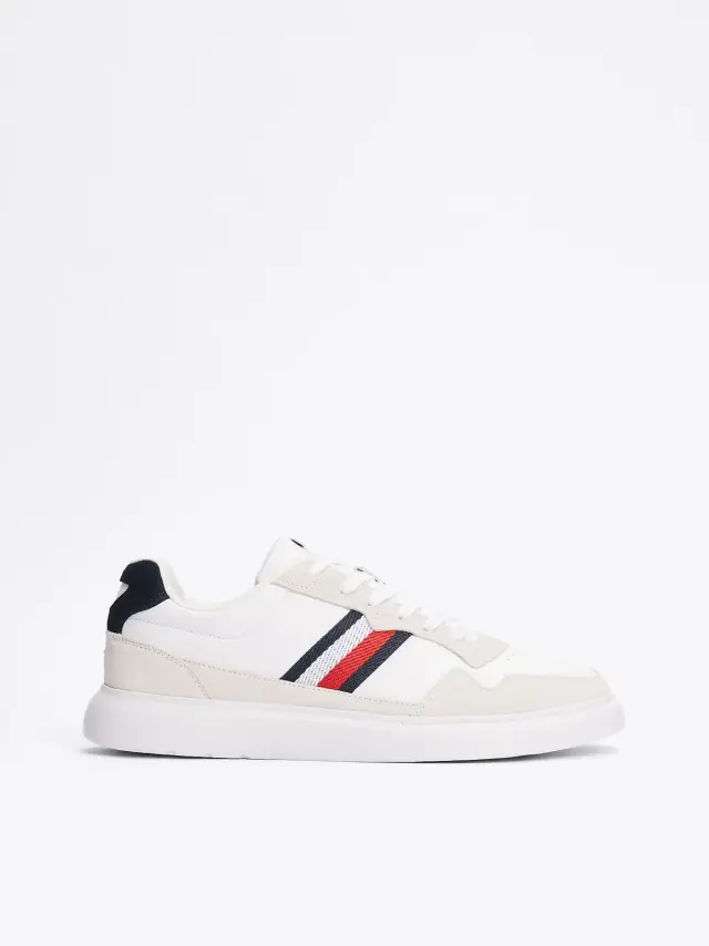 Tommy Hilfiger - Ανδρικά Sneakers Light Cupsole Lth Mix Stripes FM0FM04889-0K6 Λευκό