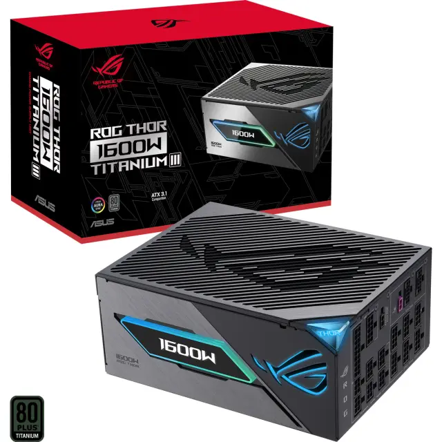 Asus ROG THOR 1600W Titanium III (black, 2x 12 Pin High Power GPU, 4x PCIe, Kabelmanagement, 1600 Watt)