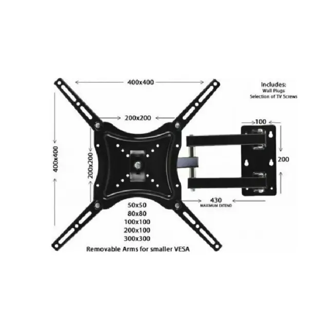 Universal Βάση τηλεόρασης τοίχου 14"-55" έως 50kg HDL-117B-2 - Universal plasma wall mount 010002 3