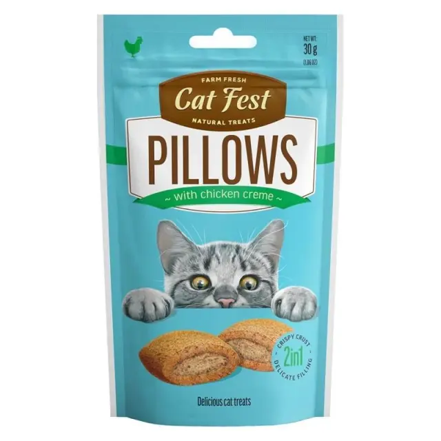 Cat Fest Crunchy Pillow Snack Γάτας Με Γέμιση Κρέμα Κοτόπουλου 30gr Μονόχρωμο