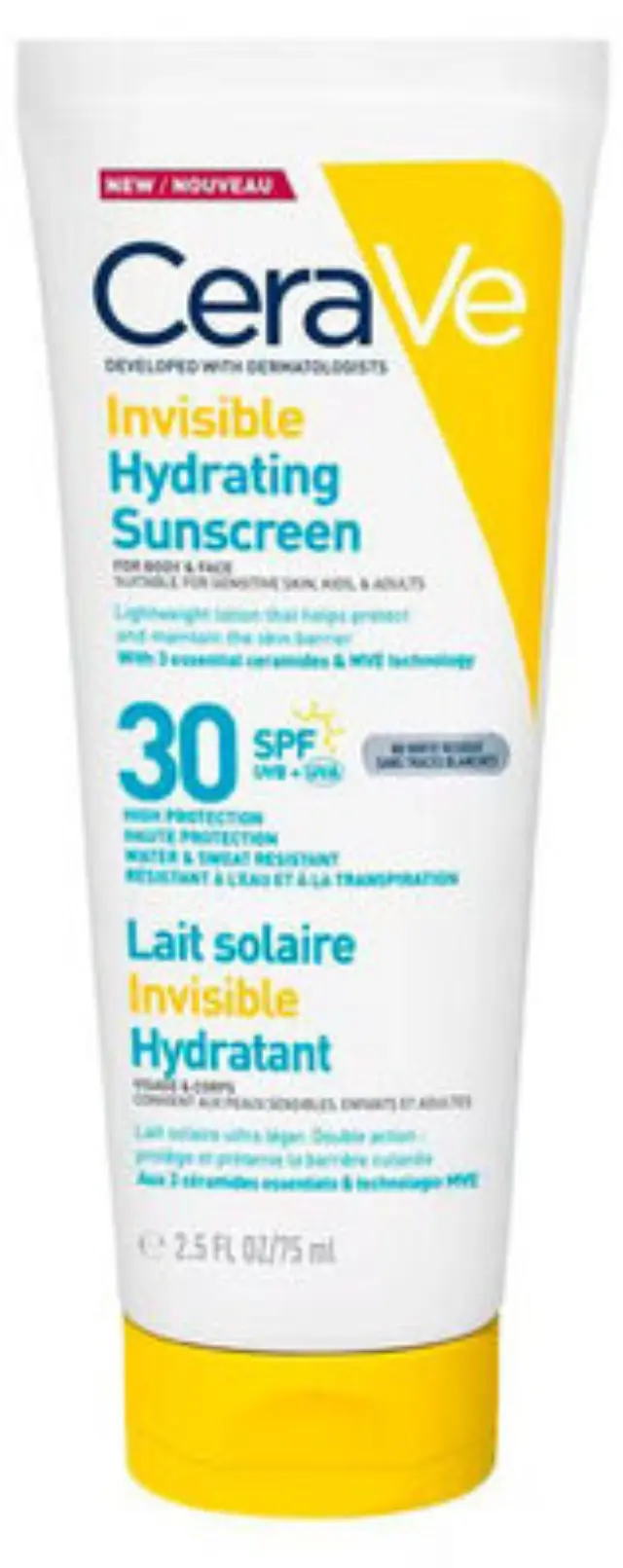 CeraVe Invisible Hydrating Sunscreen Αντηλιακό για Πρόσωπο & Σώμα SPF30, 75ml