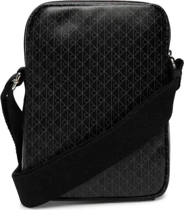 Calvin Klein Ανδρική Μικρή Τσάντα Χιαστί Emblem Aop Coated Slim Reporter Μαύρο 3