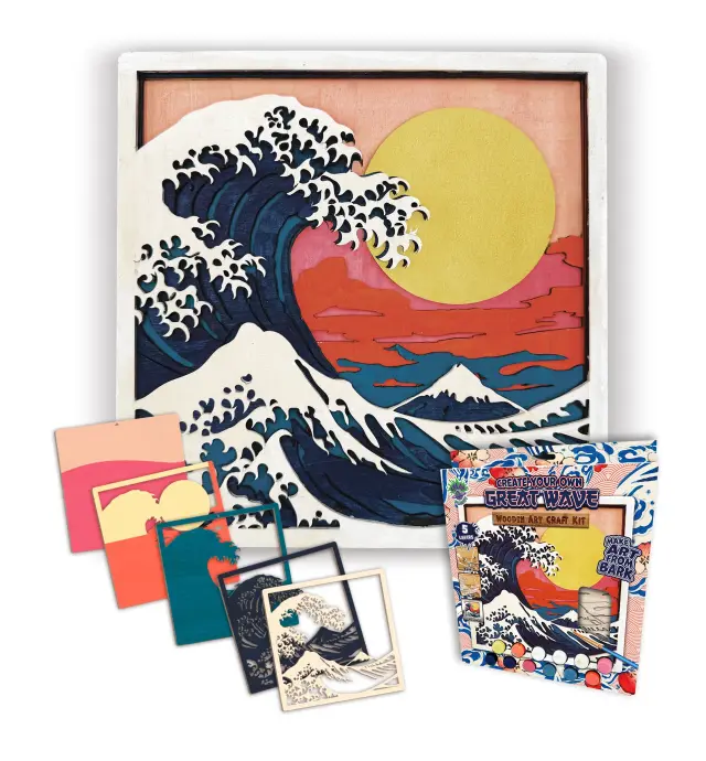 Splat Planet 3D Ξύλινη Κατασκευή Ζωγραφικής / Wooden Art Craft Kit: Great Wave
