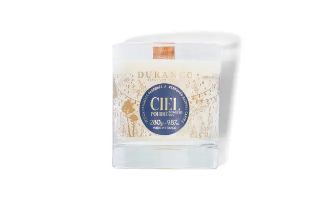 Durance Candle Powdery Sky Χριστουγεννιάτικο φυτικό κερί με άρωμα πουδρένιο και ξύλινο φυτίλι 280 gr. 2