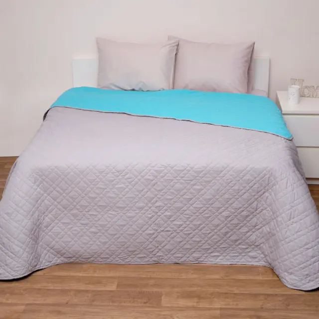 Κουβερλί 220Χ240 Υπέρδιπλο Microfiber Viopros 5100 Γκρι-Τυρκουάζ