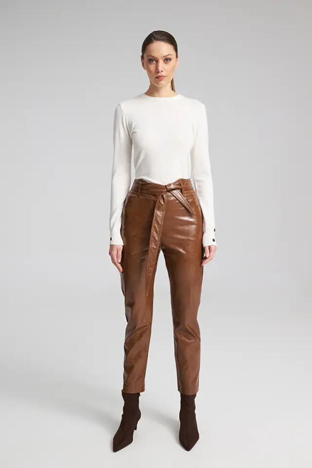Faux Leather Pants CAZELLE TROUSERS - XS