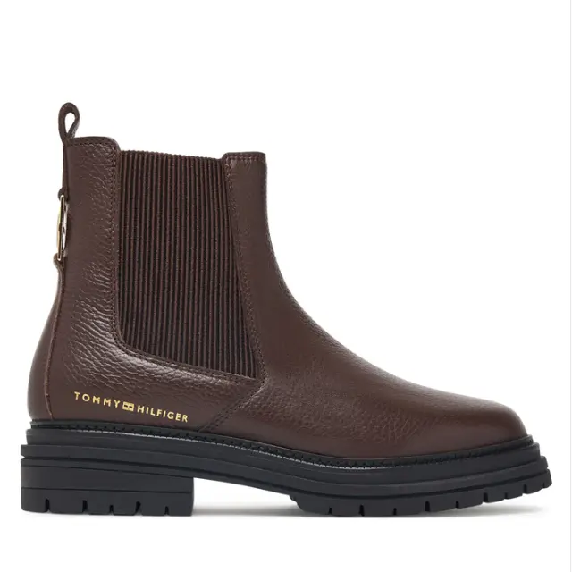 Γυναικεία Δερμάτινα Μποτάκια Tommy Hilfiger FW0FW09559-GT6 Καφέ Καφέ - 36