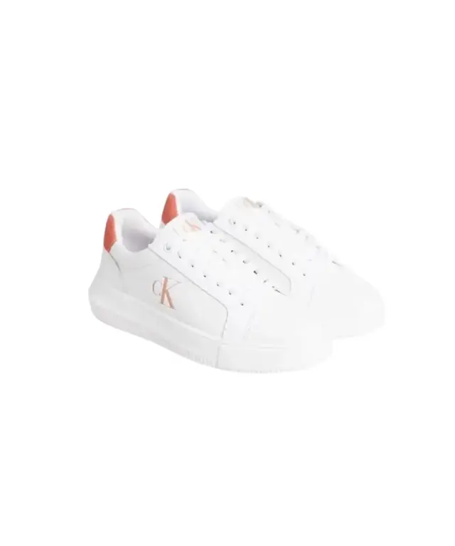 Calvin Klein- Γυναικεία Δερμάτινα Sneakers Chunky Cupsole Low Laceup Lth Ml YW0YW01670-0K6 Λευκό 2