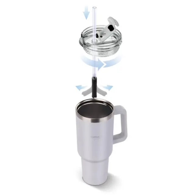 Ποτήρι Θερμός από Ανοξείδωτο & Πλαστικό 900ml HUGE Lamart LT4089 Λευκό 3