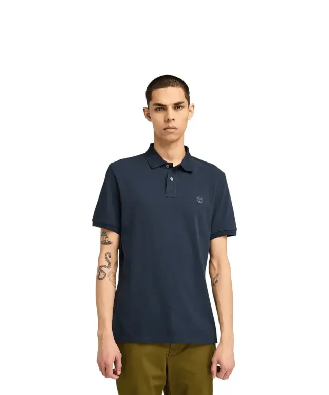 Timberland - Ανδρικό T-shirt Polo Short-Sleeve με Λογότυπο Oyster River TB0A2BRY-Z02 Μπλε Σκούρο - S
