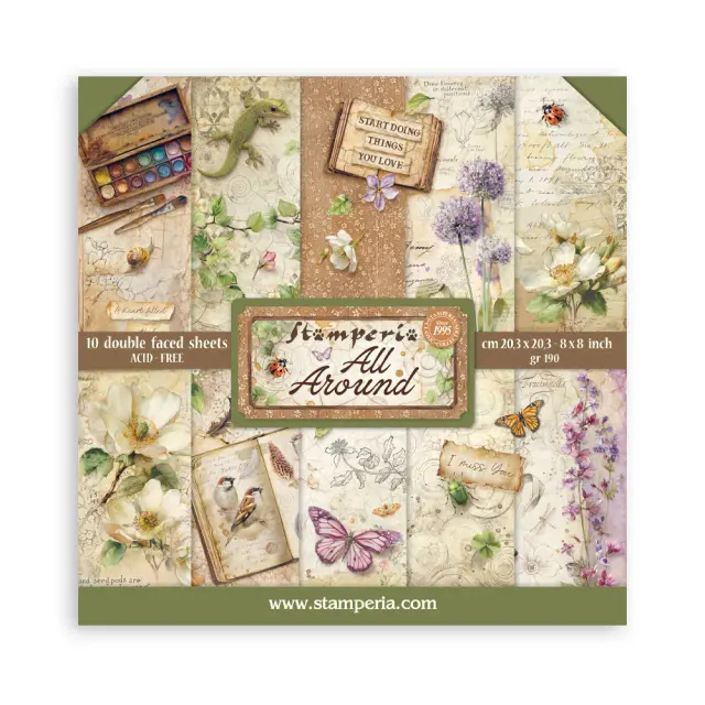 Χαρτιά scrapbooking 10τεμ, 20.3×20.3cm Stamperia, All Around