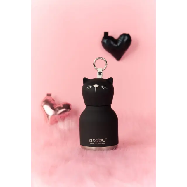 ASOBU Μίνι Παγούρι Ανοξείδωτο Bestie - Black Cat 200 ml 2