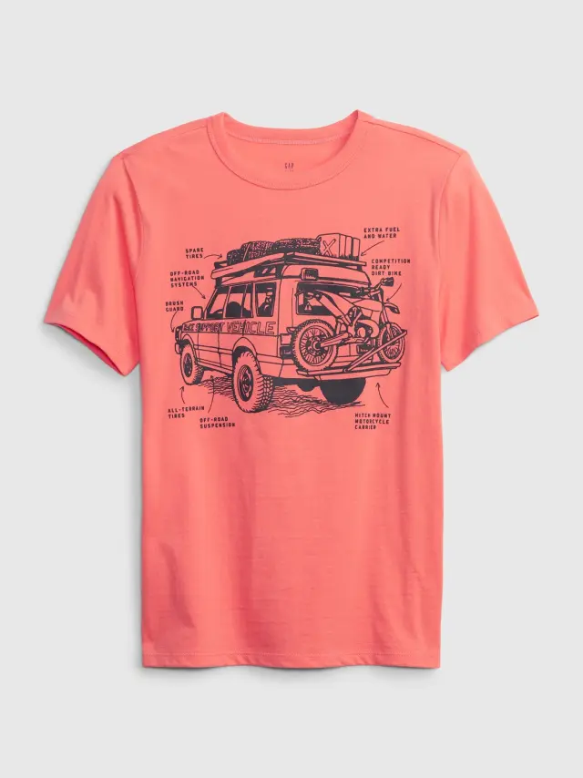 Ροζ Παιδική 100% Οργανικό Βαμβάκι Graphic Μπλούζα pink reef - S