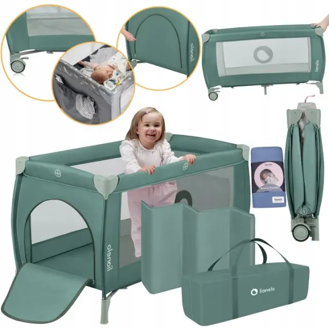 Lionelo Stefi Plus Παρκοκρέβατο 2 Επιπέδων Olive Green
