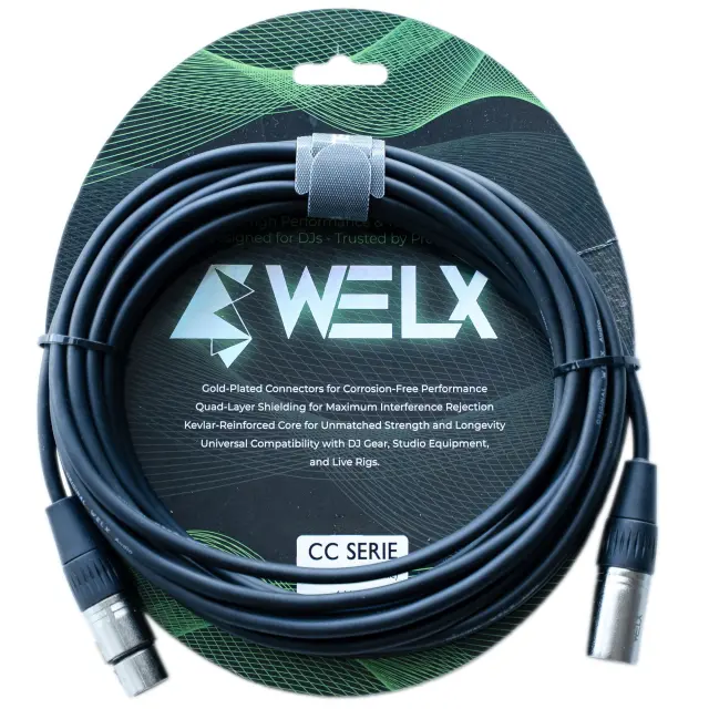 WELX Premium 1 X MALE XLR to 1 X FEMALE XLR Cable Balanced – 3m (CC) (Black)