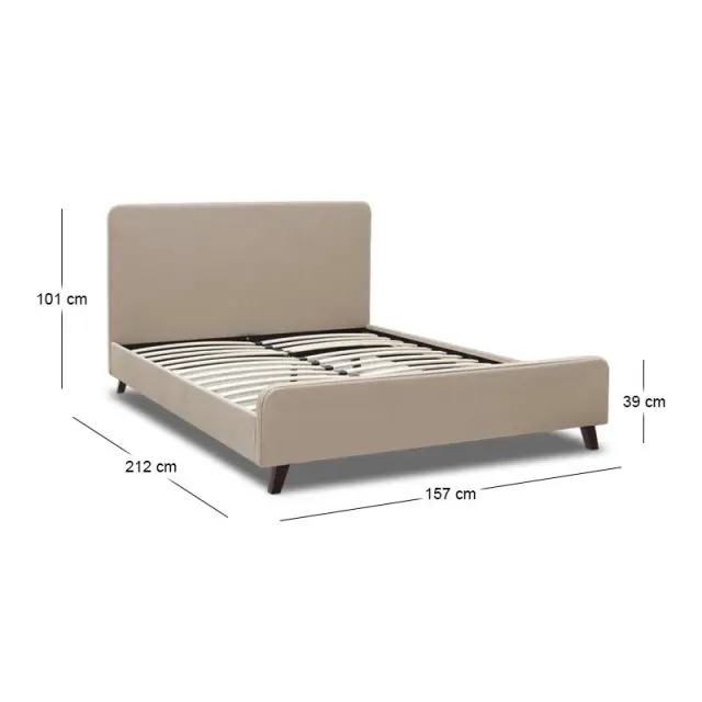 Κρεβάτι Ovelia Megapap υφασμάτινο χρώμα μπεζ 150x200εκ. 2