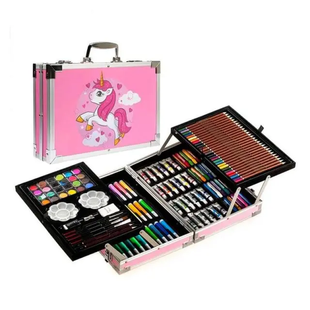 Σετ Ζωγραφικής σε βαλιτσάκι 145τμχ- Children art set Loco ΡΟΖ