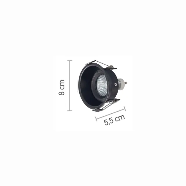 InLight Χωνευτό σποτ από μαύρο μέταλλο 1XGU10 D:8cm (Χ0010-BL) 2