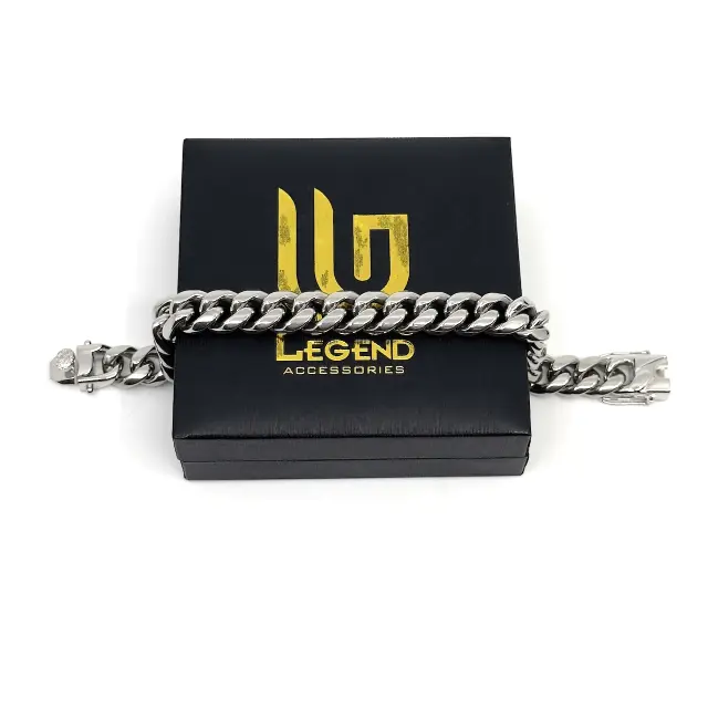 12mm Ασημί Chain Βραχιόλι Ανοξείδωτο Ατσάλι 22cm 3