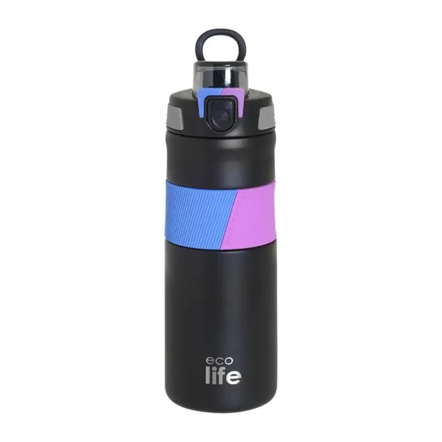 Ecolife® Ανακυκλώσιμο Μπουκάλι Θερμός Ανοξείδωτο BPA Free 500ml Black με Λαβή
