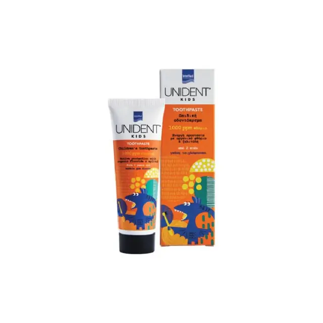 INTERMED Unident Kids Toothpaste 1000 ppm Φθοριούχος οδοντόκρεμα για την φροντίδα των παιδικών δοντιών 50ml