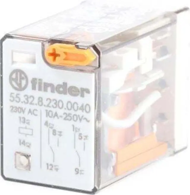 General purpose Rel. 2CO 10A/230VAC/Agni/Test button/Mech.ind. (55.32.8.230.0040)