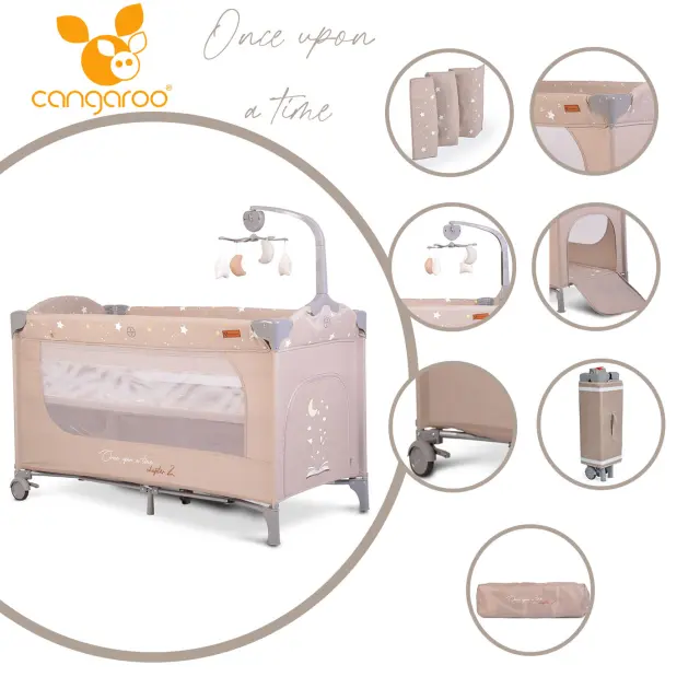 CANGAROO - Folding cot Once upon a time 2 beige - 3800146248376