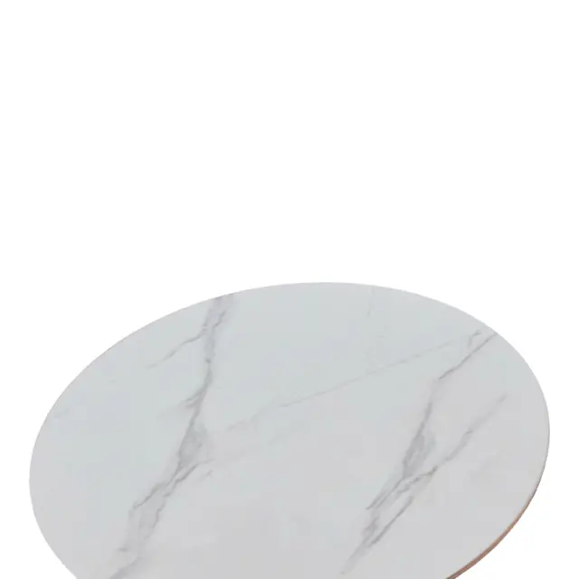 Tραπέζι Balou pakoworld sintered stone σε λευκή απόχρωση με όψη μαρμάρου-βάση λευκό μέταλλο Φ120x73εκ 2