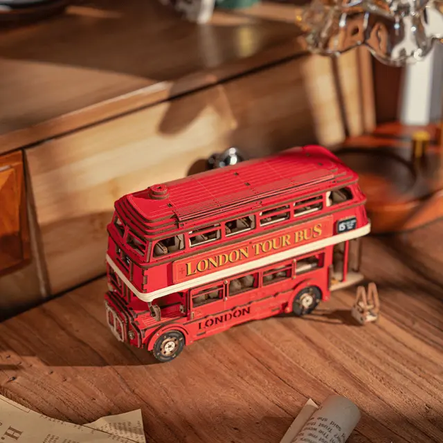 Robotime Ξύλινη Κατασκευή London Tour Bus TGM02 3