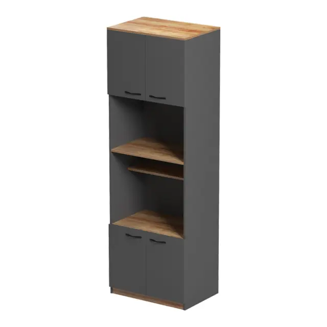 Ντουλάπα κουζίνας Rowan pakoworld σε ανθρακί-oak απόχρωση 60x42x182εκ 3