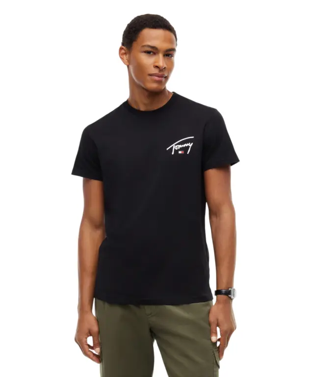 Tommy Hilfiger - Ανδρικό T-shirt Signature Chest Slim Fit DM0DM23550-BDS Μαύρο 2