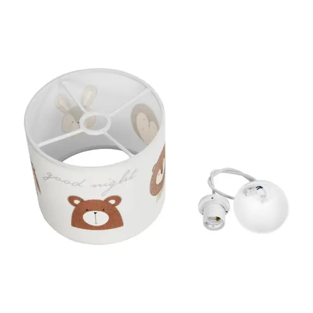 Παιδικό Υφασμάτινο Φωτιστικό BEAR 24cm Κρεμαστό E27 Πολύχρωμο Άσπρο Καφέ 2