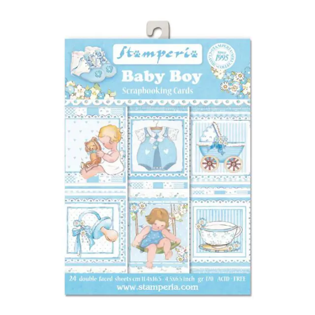 Σετ 24 Κάρτες Scrapbooking Stamperia Διπλής Όψης - Baby Boy - 11.4x16.5cm