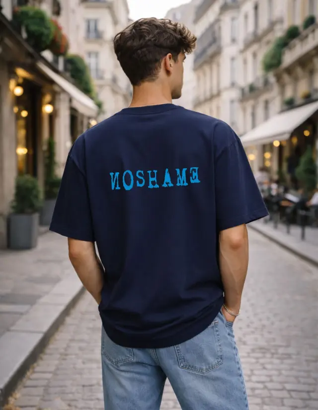 T-shirt Noshame® Oversized Navy με τύπωμα - 142610 - XXL