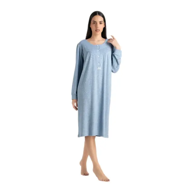 Rachel Γυναικείο Νυχτικό Κλασσικό Cashmere, Χρώμα Σιέλ