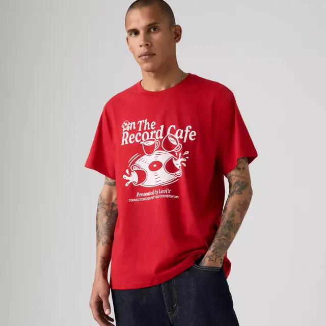 SS RELAXED FIT TEE REDS - SS RELAXED FIT TEE OFF THE RECORD EMBOLDENED Red