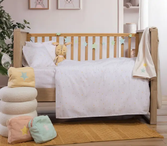 Nef-Nef Homeware Βρεφικά Σετ Σεντόνια Κούνιας Happy 120x170 Λευκό 2