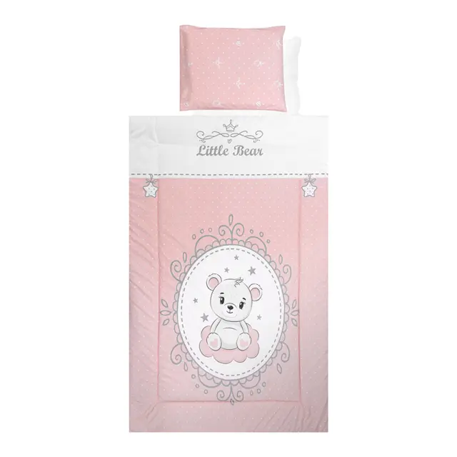 Σετ προίκας μωρού για κούνια " Ranforce" 4 τμχ Little bear pink Ροζ