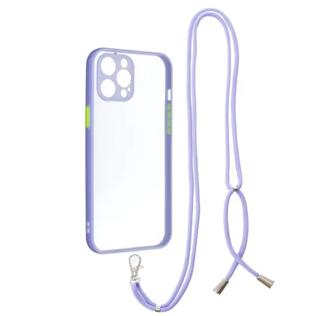 Θήκη Σιλικόνης με Κορδόνι για το Λαιμό Για iPhone 12 Pro Max - Διαφονο / Μωβ OEM