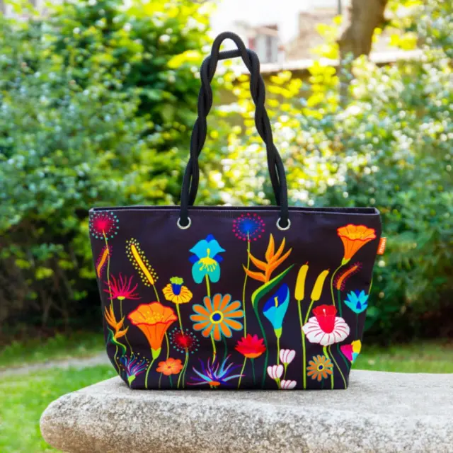 Pylones Υφασμάτινη Τσάντα με φερμουάρ / Shopping & Beach Bag: My Daily Bag (5 σχέδια) Jardin fleuri 2