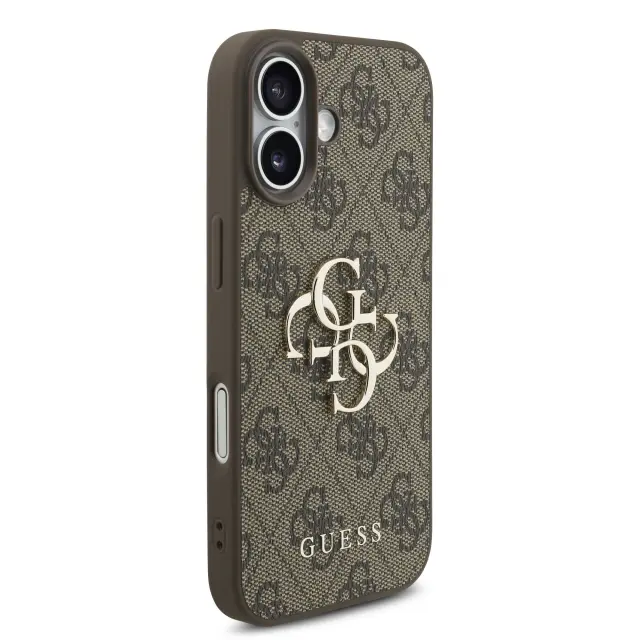 Guess PU 4G Metal Logo Strap Case for iPhone 17 Brown 3
