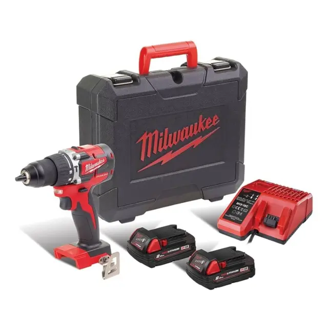 Milwaukee 4933464320 - Δραπανοκατσάβιδο Μπαταρίας Κρουστικό Brushless 18V Li-ion, M18 CBLPD-202C με 2 Mπαταρίες 2.0Αh (2x 2.0Αh) + Φορτιστή + Κλιπ Ζώνης + Βαλίτσα