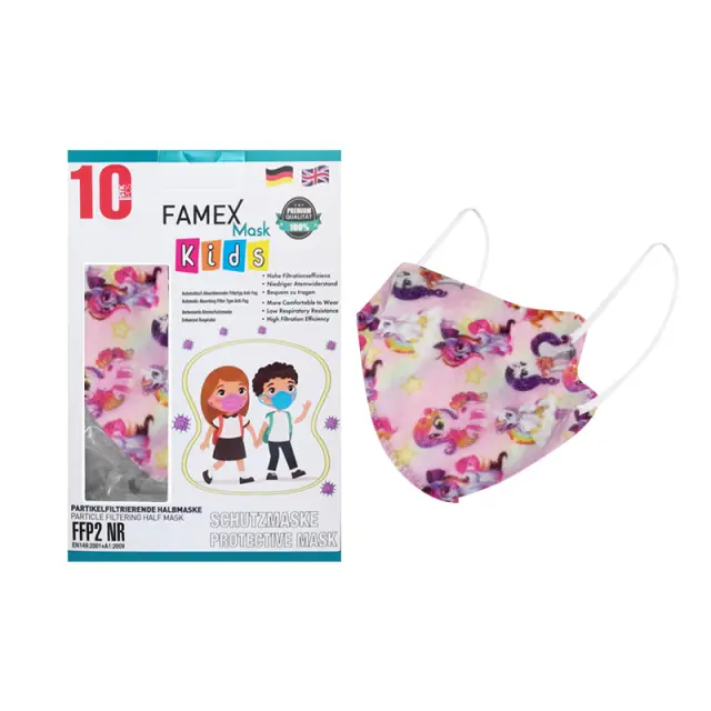 Μάσκα για παιδιά FFP2 Famex KIDS PFE≥95% 10τμχ - Unicorn