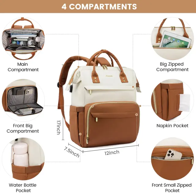 Γυναικείο Σακίδιο Φορητού Υπολογιστή Lovevook WB1577 beige/brown - One Size 2