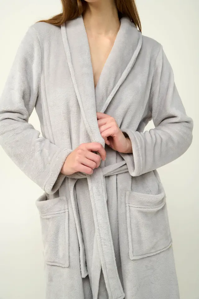 Σταυρωτή Γυναικεία Ρόμπα Fleece Vamp 23280 GRAY SILVER 2
